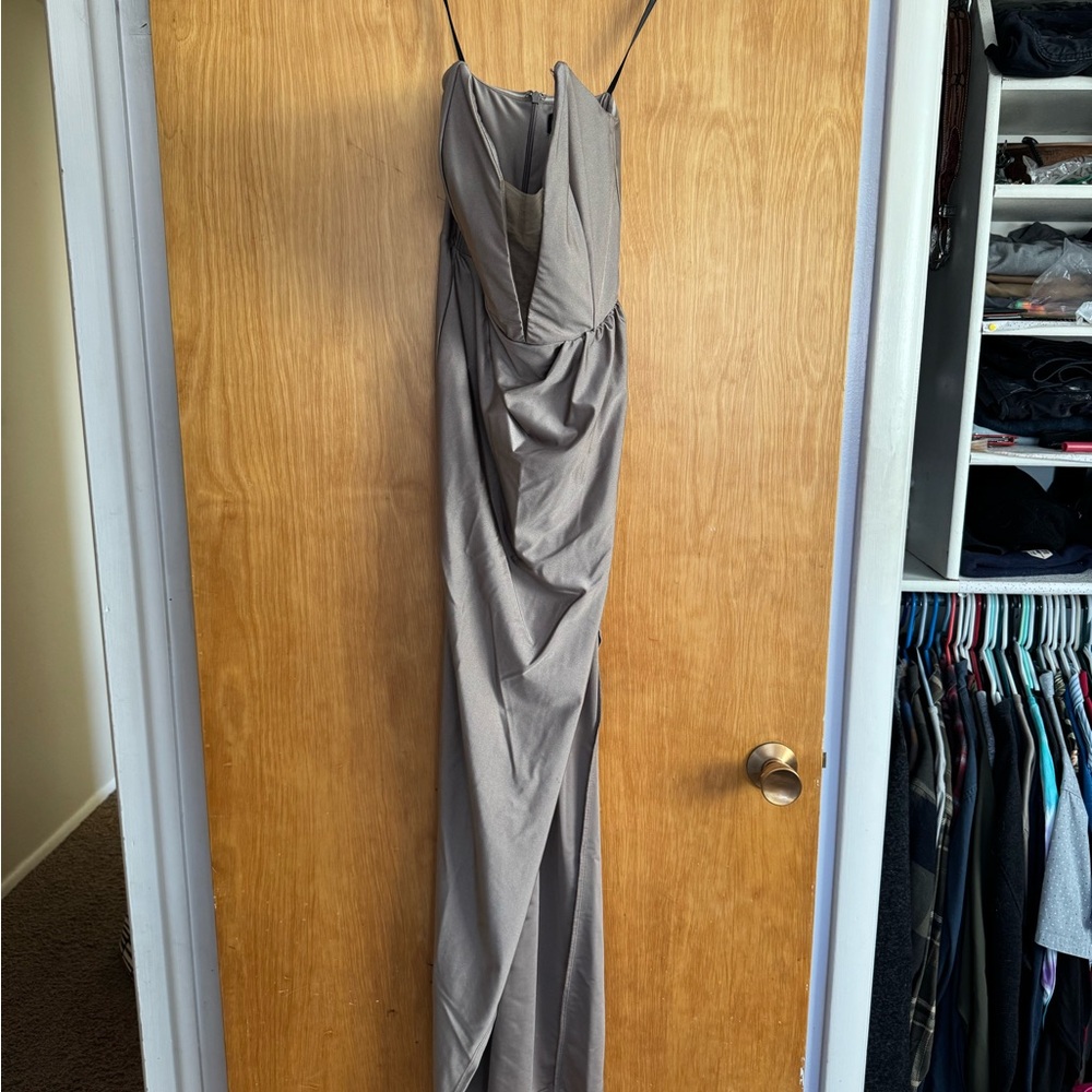 Michael Costello Strapless Gray Dress